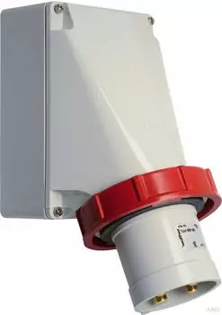 Walther-Werke 668406 Wasserdichter Wandger&auml;testecker zur Au&szlig;enbefestigung 63A 4P 6h mit Kabeleinf. oben und unvernickelten Kontakten