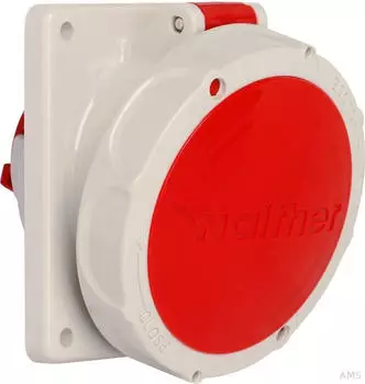Walther-Werke 569504P Wasserdichte Anbaudose schr&auml;g 63A 5P 4h mit Flansch 107x100mm mit Pilotkontakt
