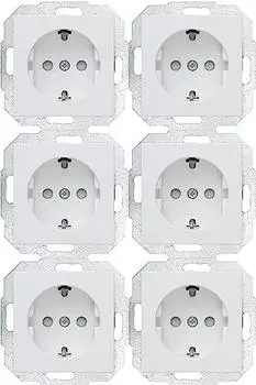 Kopp Athenis Schutzkontakt-Steckdose 1-fach 16A 250V~ IP20 Arktiswei&szlig; matt 6er-Pack (943032056)