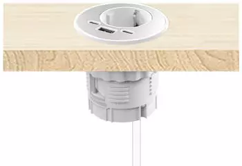 Kalb Energon Multiport-Einbausteckdose rund 230V 16A USB-A/C wei&szlig; (KA120008)