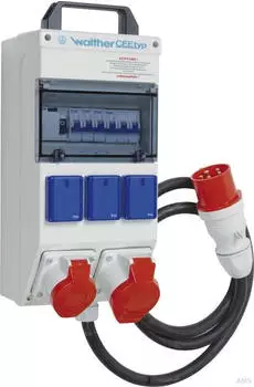 Walther-Werke Steckdosenkombination 32A RCD Typ A, 4 MCBs, CEE 16/32A, 3 Schutzkontakt (6983039)