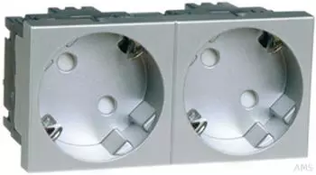 Peha SCHUKO-Steckdose 2-fach Aluminium 16A 250V (D 6212.70 EMS SI WI)