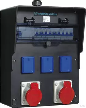 Walther-Werke Vollgummi-Wandverteiler 48A RCD 5 MCBs 2 CEE-Abg&auml;nge 16A (6460206)