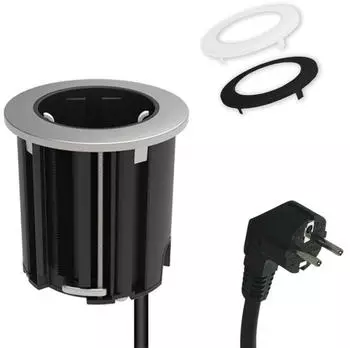 Kalb 230VAC Tischsteckdose 54mm Rund F&uuml;r Montage In Und An M&ouml;beln mit EU-Stecker