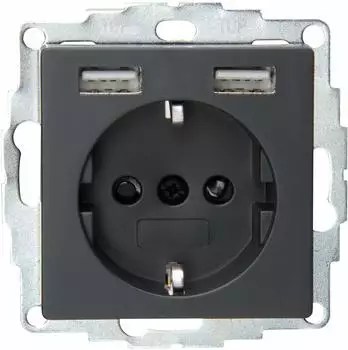 Kopp Athenis Unterputz-Schutzkontaktsteckdose 2 USB-Ladebuchsen anthrazit (296215182)