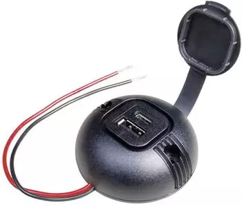 Pro Car Runde Aufbau-Power USB-C/A Doppelsteckdose mit Deckel 5A (67347601)