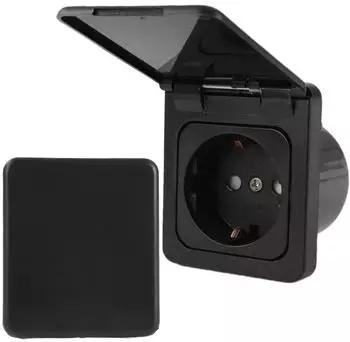 HABA C-Line Presto Steckdose Schuko mit Klappdeckel und Isodose 220/230V, schwarz (123)