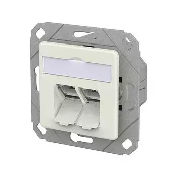 Metz Connect E-DAT C6A RJ45 Anschlussdose LSA++ 2-Port UPk reinweiß (130E381102-I)