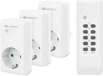 Sonero Funksteckdosen-Set 3x Steckdose + 1x Fernbedienung 1100W (S-RCS203)