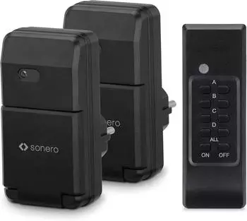 Sonero Funksteckdosen-Set 2x Steckdose + 1x Fernbedienung 1100W IP44 (S-RCS302)