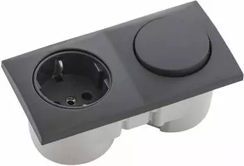 Berker Integro Flow Einbausteckdose mit Schalter, anthrazit matt