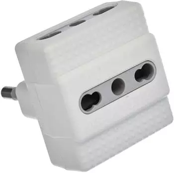 Bticino S3604D Dreifach-Steckdosenadapter 16A, weiß (S3604D)
