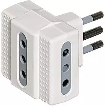 Bticino S3603D Steckdosenadapter 3-fach 10A, grau/weiß (S3603D)