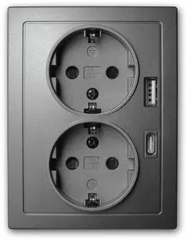 McPower Flair 2-fach Schutzkontakt-Steckdose 250V~/16A USB-A+C PD20W anthrazit