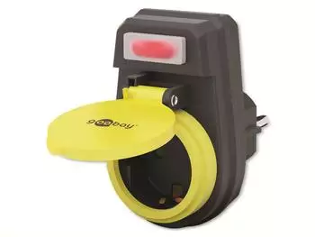 Goobay NK AS-IP44 Au&szlig;ensteckdose 1-fach mit Schalter, schwarz/gelb (41266)