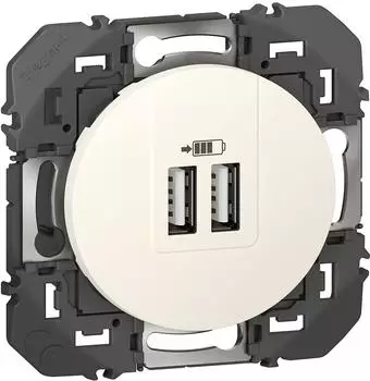 Legrand Dooxie Doppel-USB-A-Ladebuchse 2,4A 12W, wei&szlig; (095227)