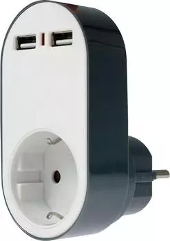 AS Schwabe USB-Ladeadapter 2x USB 5V/2400mA Schuko IP20 (18211)