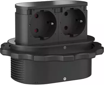 HPF Piccolino.20 versenkbare Steckdoseneinheit 2-fach, schwarz-matt (311251)