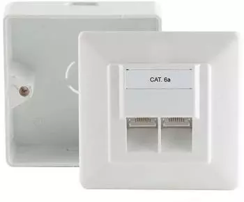 S-Conn S-IMPULS CAT.6a Anschlussdose, 2-fach, AP/UP, reinweiß (74276-SET)