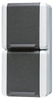 Jung Steckdose 822 W, WG 800, IP44, Aufputz, 2-fach, grau, Feuchtraum