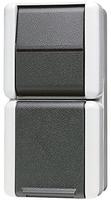 Jung Steckdose 876 W, WG 800, IP44, Aufputz, 1-fach, grau, Feuchtraum, mit Schalter