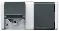 Jung Steckdose 8220 W, WG 800, IP44, Aufputz, 2-fach, grau, Feuchtraum