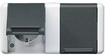 Jung Schuko-Zweifach-Steckdose, grau 8220W
