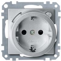 Merten System M Fi-Steckdose, 1f, aluminium, matt, Unterputz, mit erh&ouml;htem