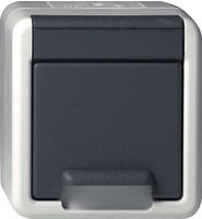 Gira 444030, Gira 444030 SCHUKO-Steckdose mit Klappdeckel WG AP Grau