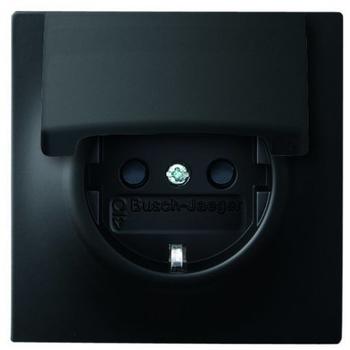 Busch-Jaeger Schuko Steckdoseneinsatz mit Klappdeckel, schwarz (20EUK-775)
