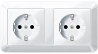 Merten SCHUKO-Doppel- MEG2328-1019 Steckdose BRS StK polarwei&szlig; gl&auml;nzend 1-M - Wei&szlig;