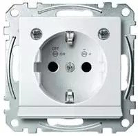 Merten System M Steckdose, 1f, polarwei&szlig;, gl&auml;nzend, Unterputz, mit