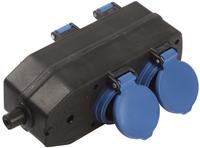 4-fach-Verteilersteckdose, schwarz m.blauen Deckel m. &Ouml;se z.Aufh&auml;ngen, max....