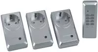 Funkfernschalter-set 3 Steckdosen + 1 Fernbedienung, Silber Funkschalter