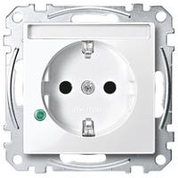 Merten System M Steckdose, 1f, polarwei&szlig;, gl&auml;nzend, Unterputz, mit erh&ouml;htem