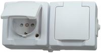 Kopp - Nautic &ndash; Schutzkontakt-steckdose, 2-fach, Klappdeckel, Arktiswei&szlig; -