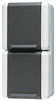 Jung Steckdose 8220-1 W, WG 800, IP44, Aufputz, 2-fach, grau, Feuchtraum