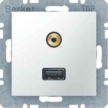 Berker USB/Audio Steckdose, weiß 3315391909