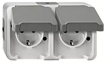 Merten Schuko-Doppelsteckdose, lichtgrau MEG2321-8029