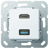 Gira 567903 HDMI USB 3.0 A Kabelpeitsche Einsatz, reinwei&szlig;