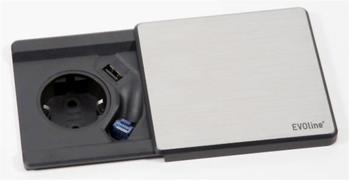 EVOline Square 80 Qi Einbau-Steckdose schwarz/silber (159270003400)