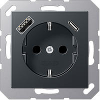 JUNG A1520-15CAANM, Jung A1520-15CAANM SCHUKO-Steckdose mit USB Typ AC (max. 3A) mit