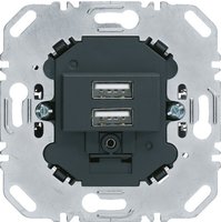 Berker USB Ladesteckdose 230V 260205 2fach 3.0A eckiger Tragring anthrazit