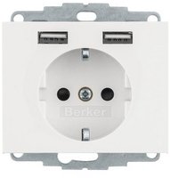 BERKER Steckdose SCHUKO/USB, K.1, polarwei&szlig; 48037009