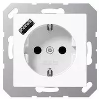JUNG A1520-18AWW, Jung A1520-18AWW SCHUKO-Steckdose mit USB Typ A (max. 3A)...