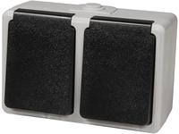 Ett - Mcpower Feuchtraum-doppelsteckdose Taff, 16a/250v, Ip44, Ap, Grau