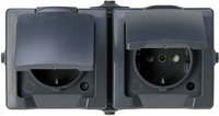 Kopp 137015003 Feuchtraum-Schalterprogramm Steckdose mit Klappdeckel Nautic Anthrazit