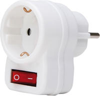 Schuko-Zwischenstecker mit Schalter, arktiswei&szlig;