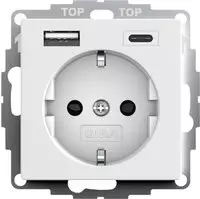Gira Steckdose System 55 245927, Unterputz, 1-fach, reinwei&szlig; matt, mit USB-A und