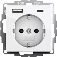GIRA 245903 SCHUKO-Steckdose USB-Spannungsversorgung 2fach Typ A / Typ C Reinwei&szlig;